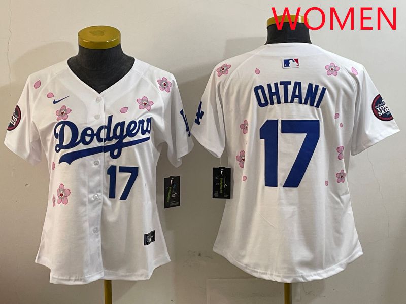 Women Los Angeles Dodgers #17 Ohtani White Sakura Edition 2025 Nike MLB Jersey style 6->youth mlb jersey->Youth Jersey